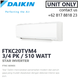 DAIKIN FTKC20TVM4 AC SPLIT STAR INVERTER 0.75 PK 3/4 PK - 510 WATT
