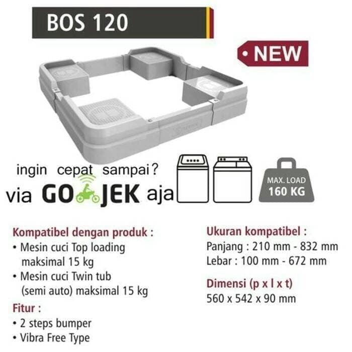 BERVIN BWSA-3D31 / BOS-120 Tatakan Dudukan Mesin Cuci Kulkas Abu Abu