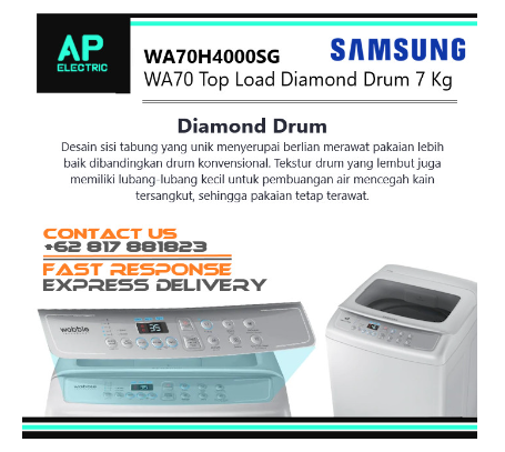 Mesin Cuci SAMSUNG TOP LOAD / Pintu Atas WA70H4000SG 7kg