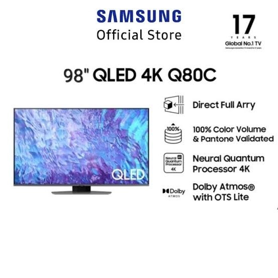 SAMSUNG QLED 98Q80C 98 INCH 98Q80 SMART TV UHD 4K 2023 98Q Q80C