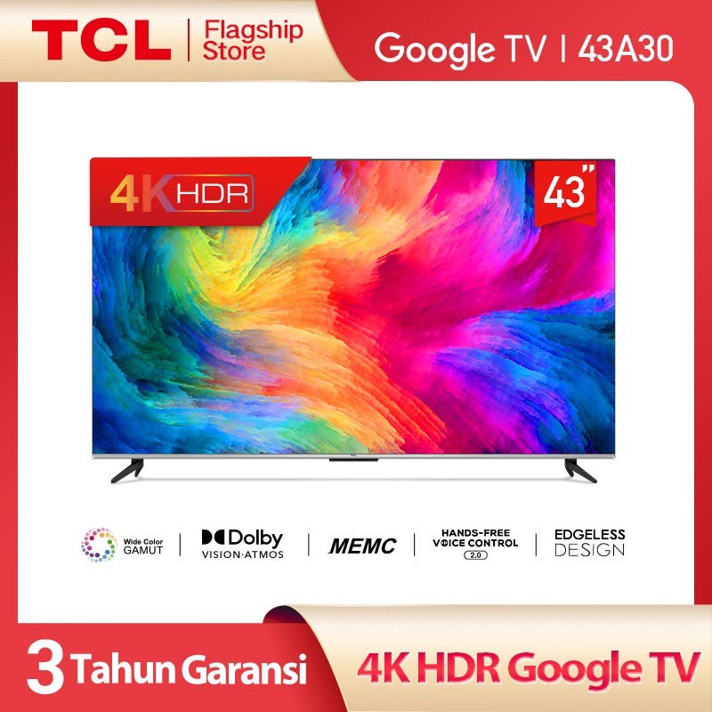 TCL 43A30 LED TV Android TV 43 Inch UHD 4K Android 11 Dolby Atmos A30