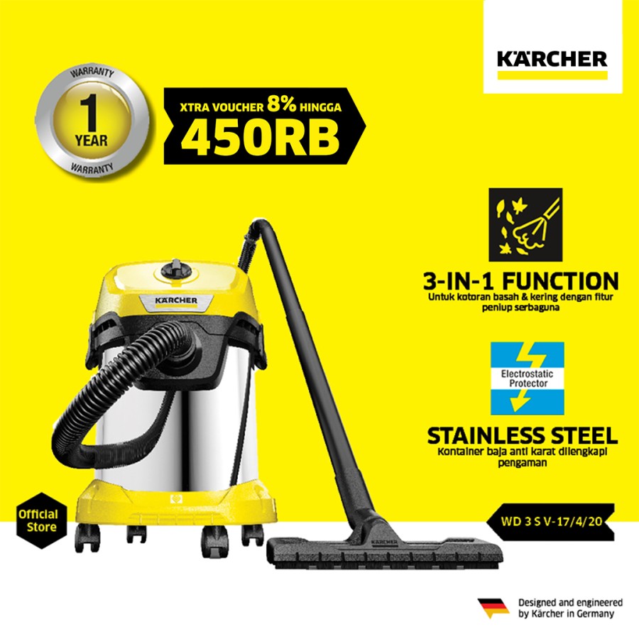 Karcher WD 3 S V-17/4/20 *EU Vacuum Cleaner Wet & Dry 