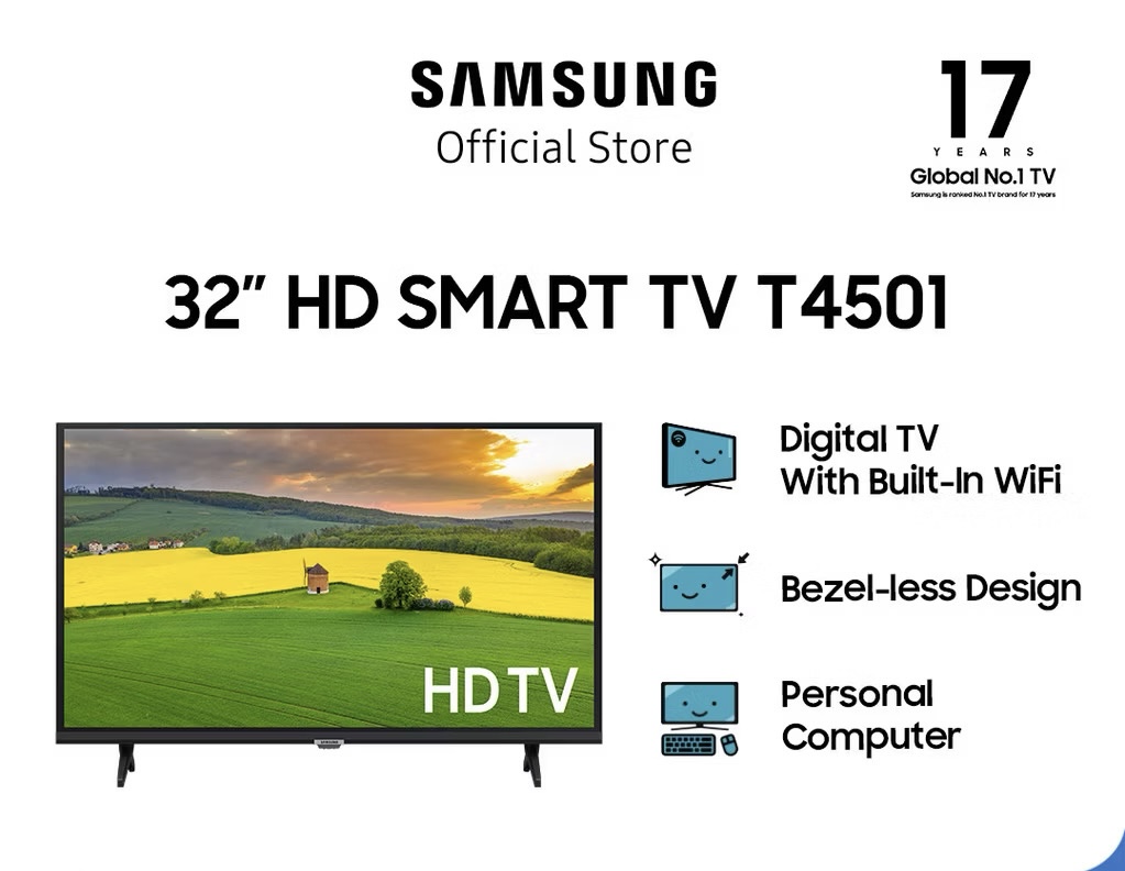 Samsung 32 inch HD Smart TV T4501 dengan PurColor