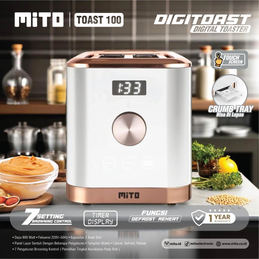 MITO Toast 100-Digital Toast-TouchPanel-TimerDisplay-7Setting Browning