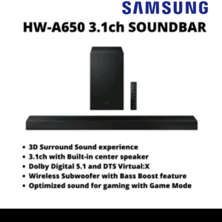 SAMSUNG HW-A650 SOUNDBAR 3.1ch with subwoofer