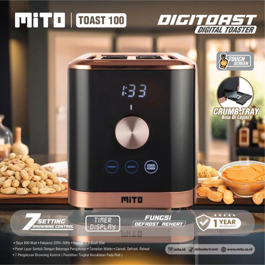MITO Toast 100-Digital Toast-TouchPanel-TimerDisplay-7Setting Browning