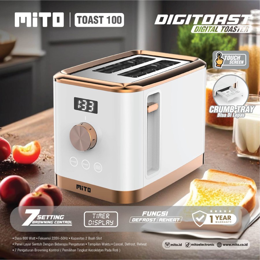 MITO Toast 100-Digital Toast-TouchPanel-TimerDisplay-7Setting Browning