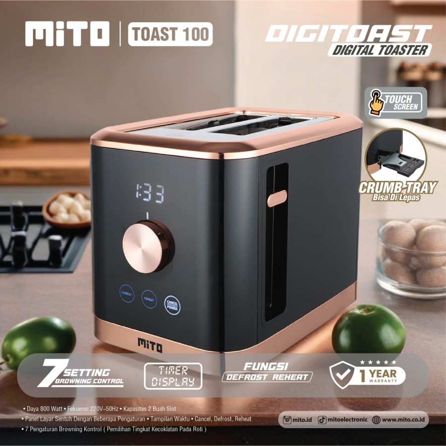 MITO Toast 100-Digital Toast-TouchPanel-TimerDisplay-7Setting Browning