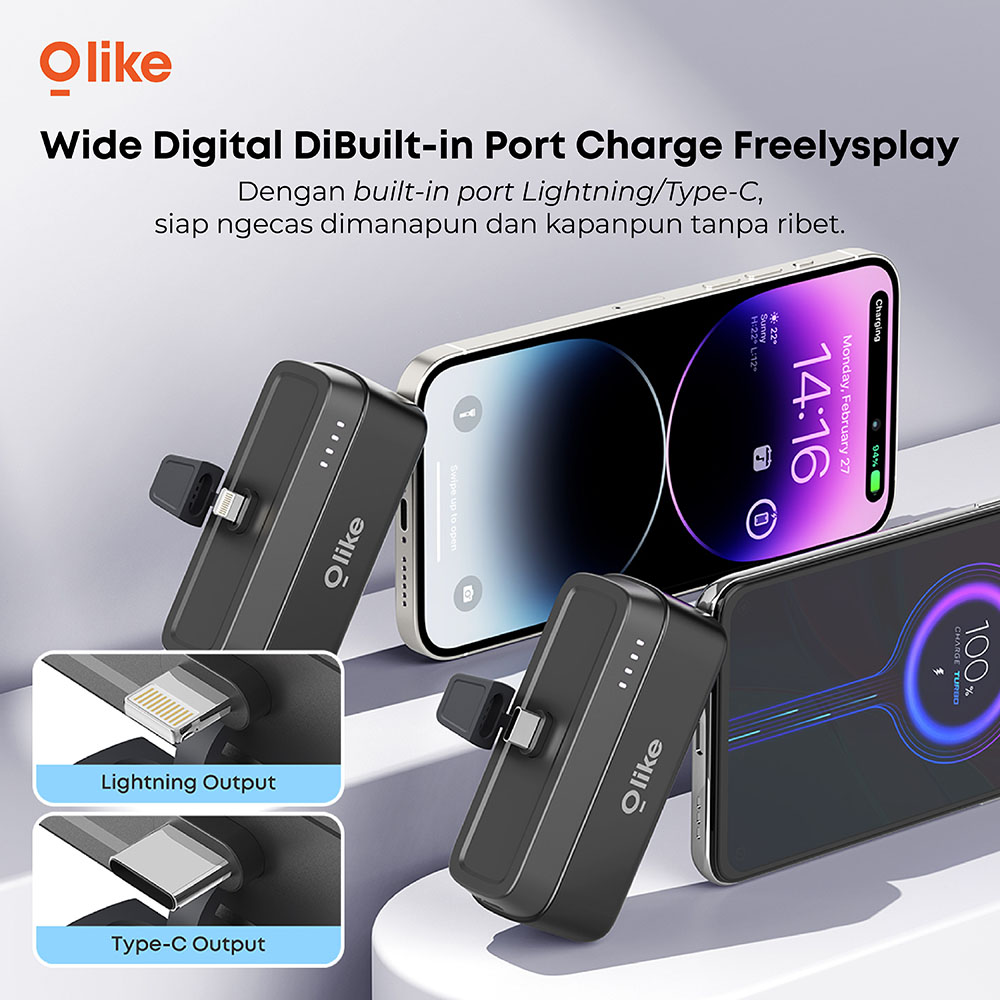 OLIKE Powerbank Mini P108 4500mAH Type-C & Lighting Portable ORIGINAL