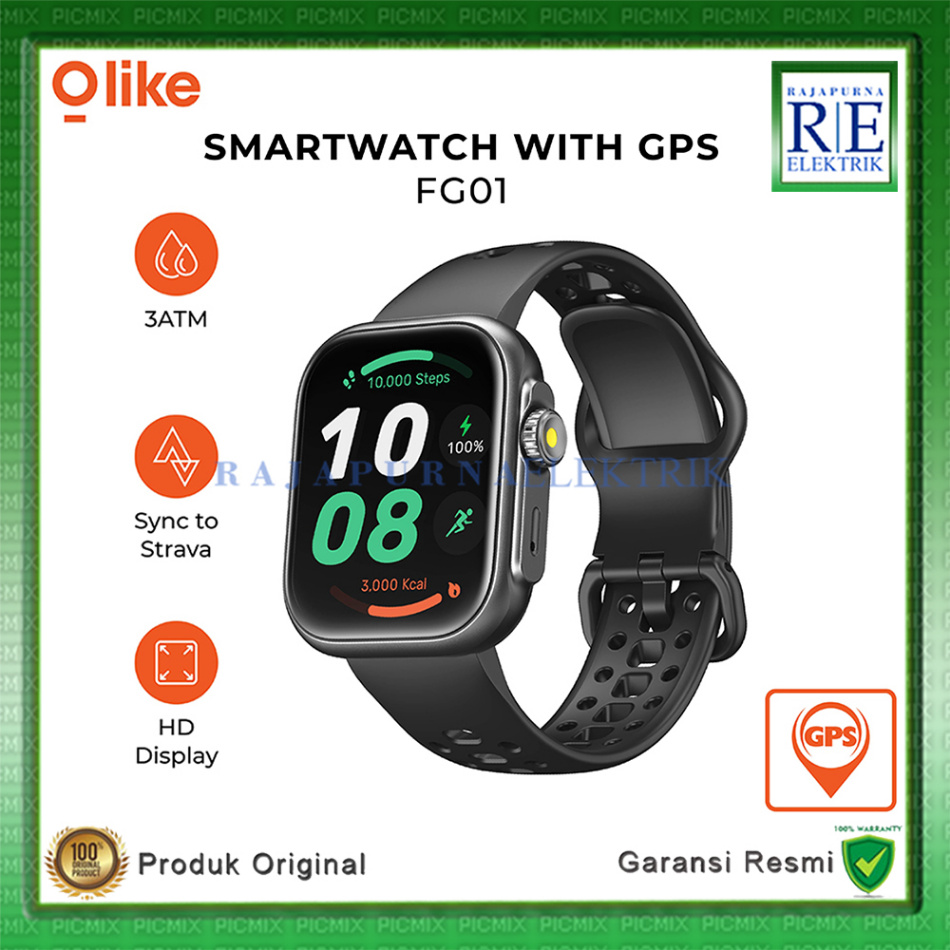 Olike FG01 Smartwatch Jam Tangan Sport GPS Strava Sync 1.85" Bluetooth