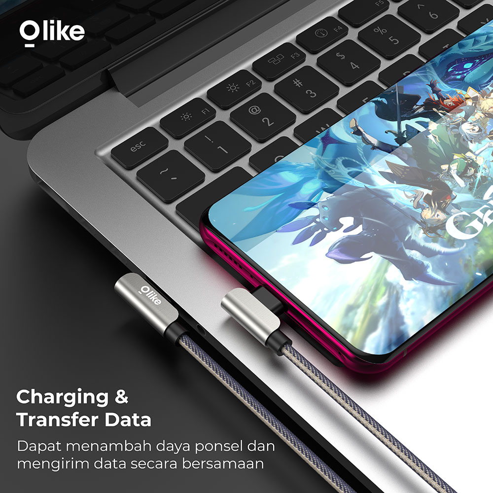 Olike Kabel Data Gaming OC-G1L USB-A to Lightning Charger siku ELBOW L