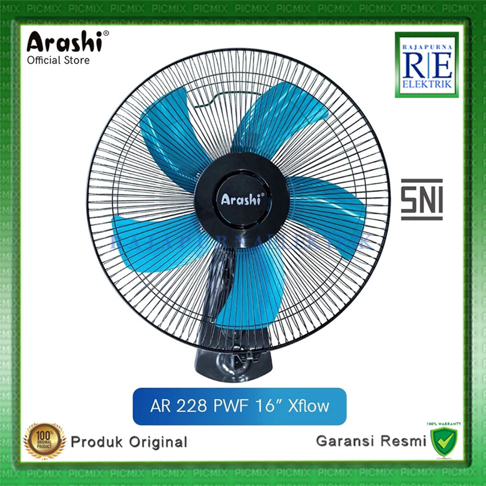 ARASHI Kipas Angin Dinding APACE AR 228 PWF 16" Wall Fan AR228 16 Inch