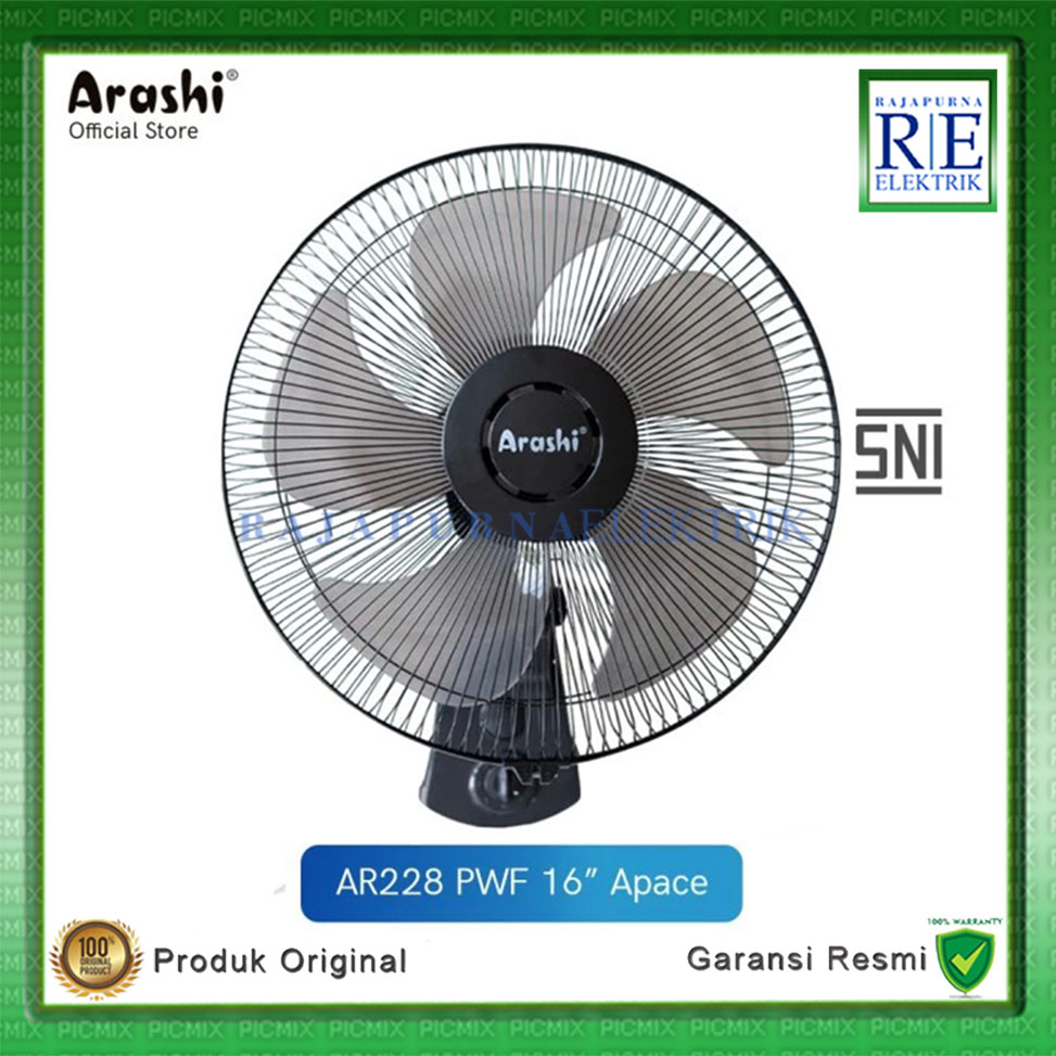 ARASHI Kipas Angin Dinding APACE AR 228 PWF 16" Wall Fan AR228 16 Inch