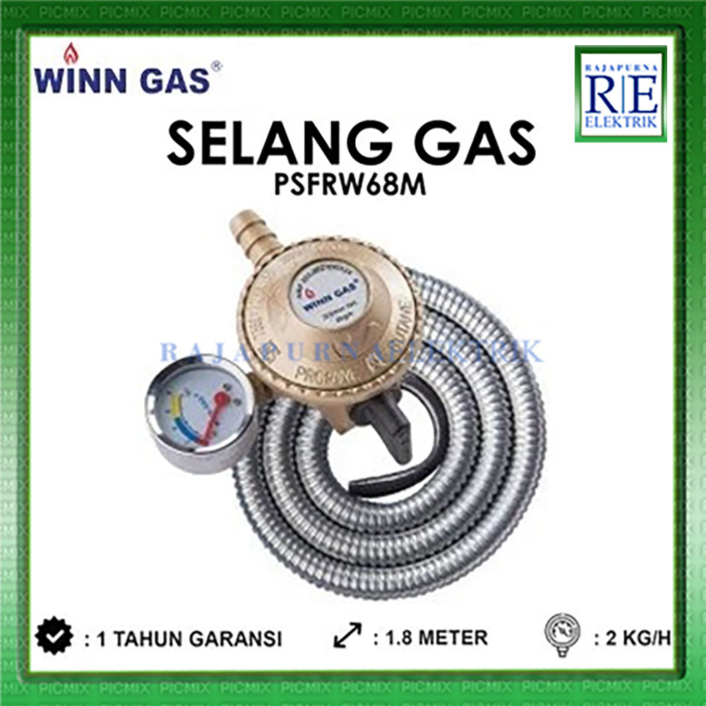 WINN GAS Selang Paket Regulator Kompor Gas Tekanan Rendah PSFRW68M