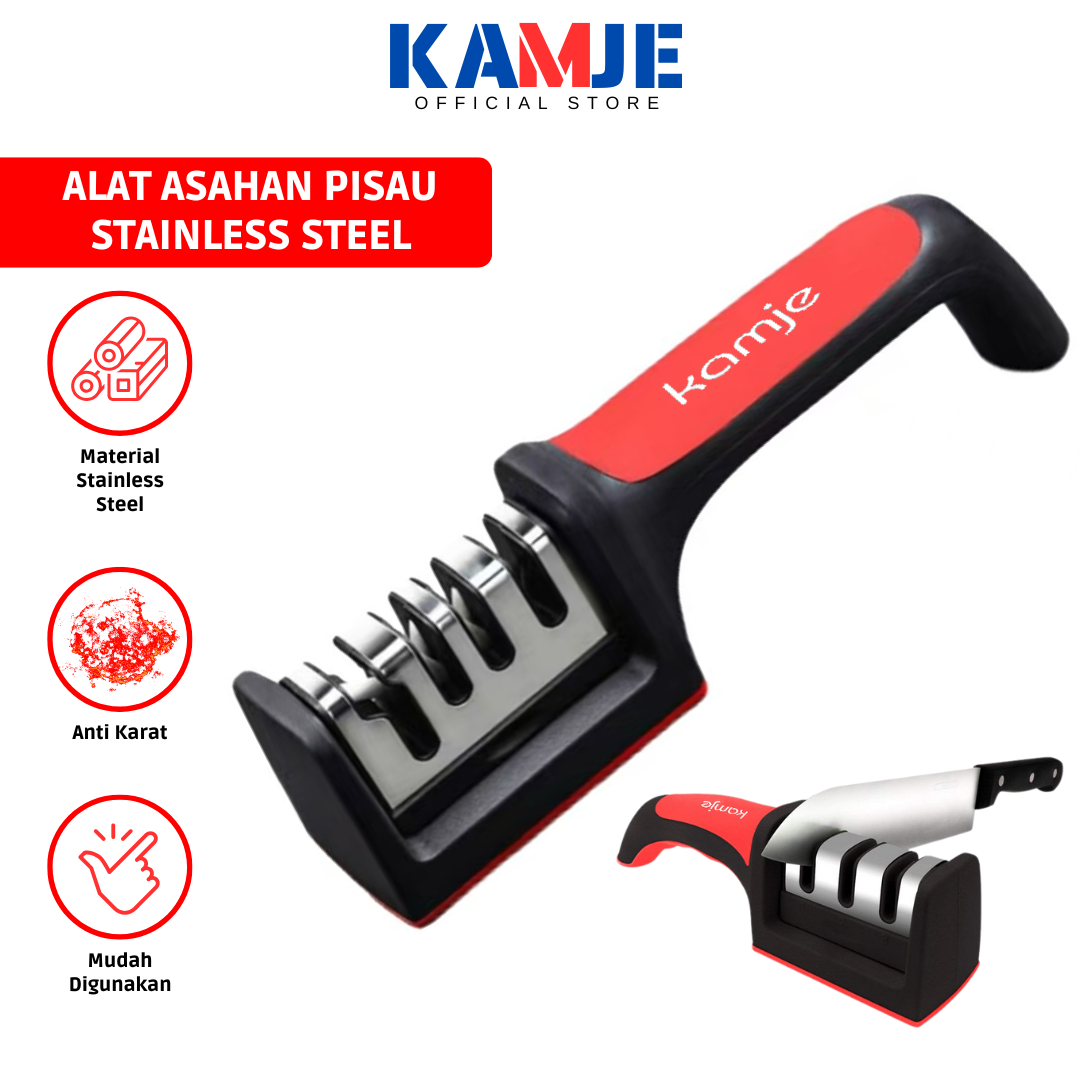 KAMJE Alat Asahan Pengasah Pisau Gunting 3 Mode Stainless Steel KMJ215