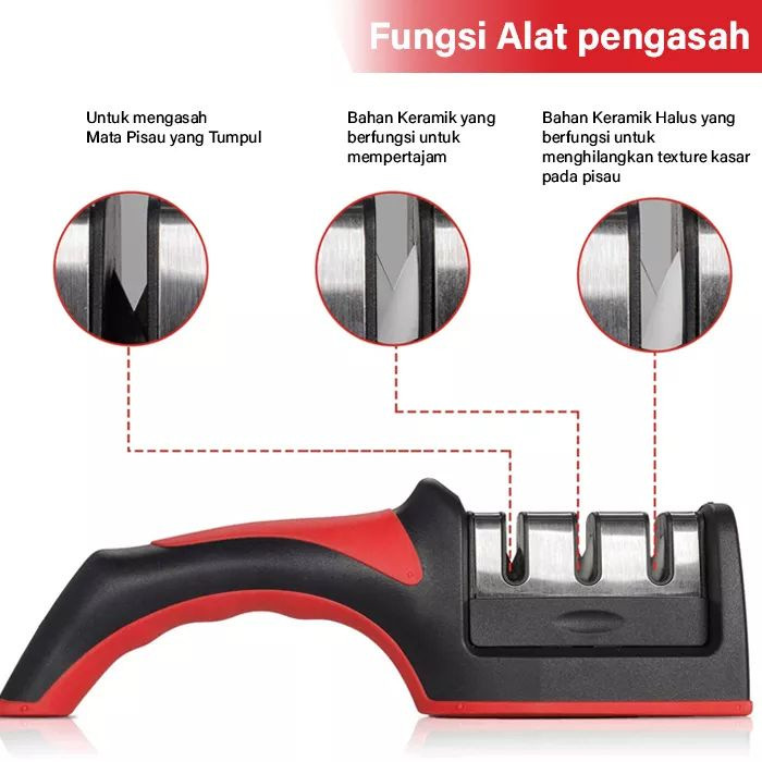 KAMJE Alat Asahan Pengasah Pisau Gunting 3 Mode Stainless Steel KMJ215