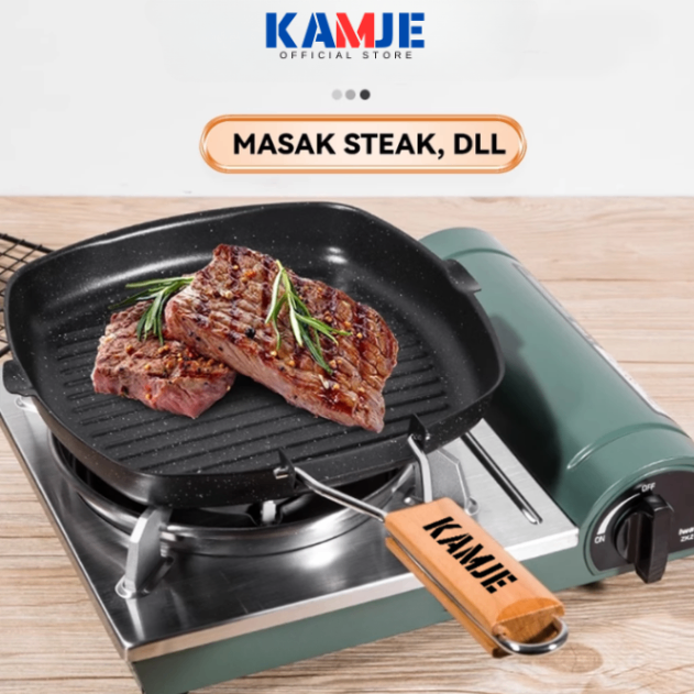 KAMJE Panci Wajan Teflon Panggangan Pemanggang BBQ Anti Lengket KMJ060