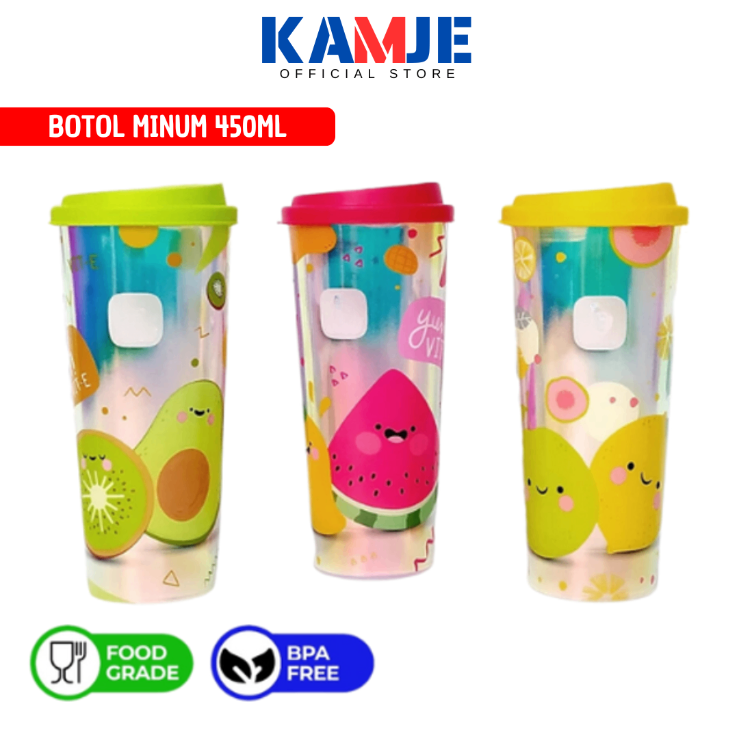 KAMJE Botol Minum Gelas Tumbler Buah Fruitamin 450ml BPA Free