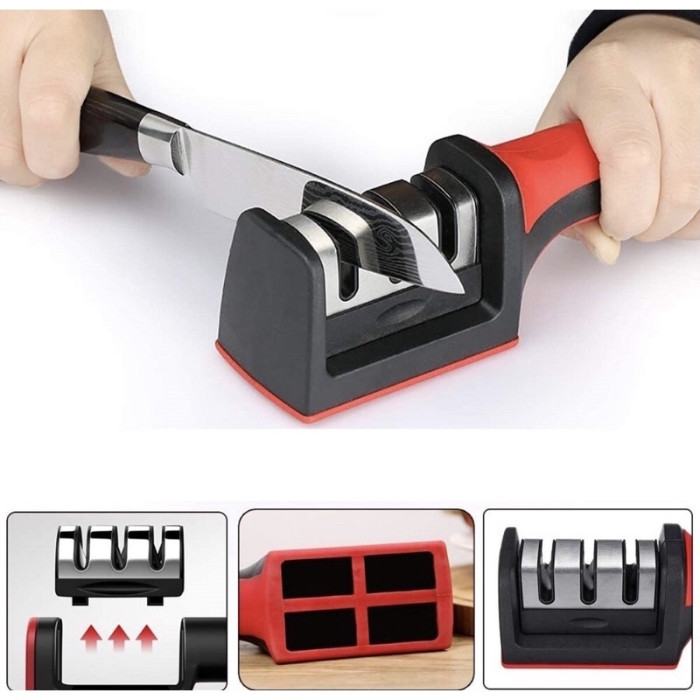 KAMJE Alat Asahan Pengasah Pisau Gunting 3 Mode Stainless Steel KMJ215