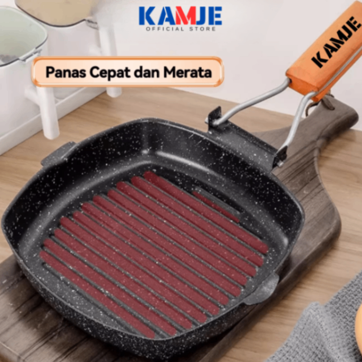 KAMJE Panci Wajan Teflon Panggangan Pemanggang BBQ Anti Lengket KMJ060