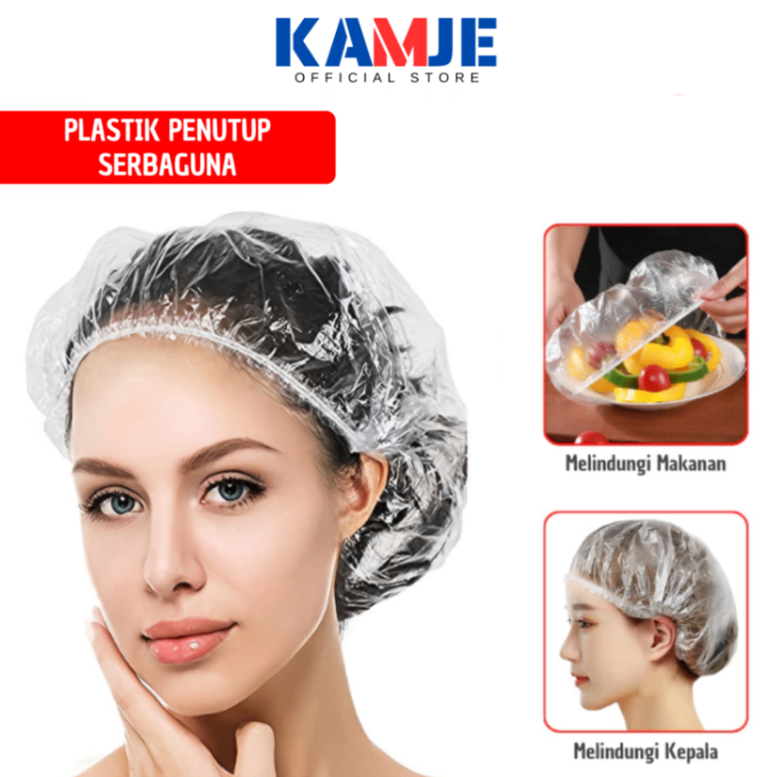KAMJE Plastik Penutup Makanan Buah Wrap Shower Cap Serbaguna KMJ087