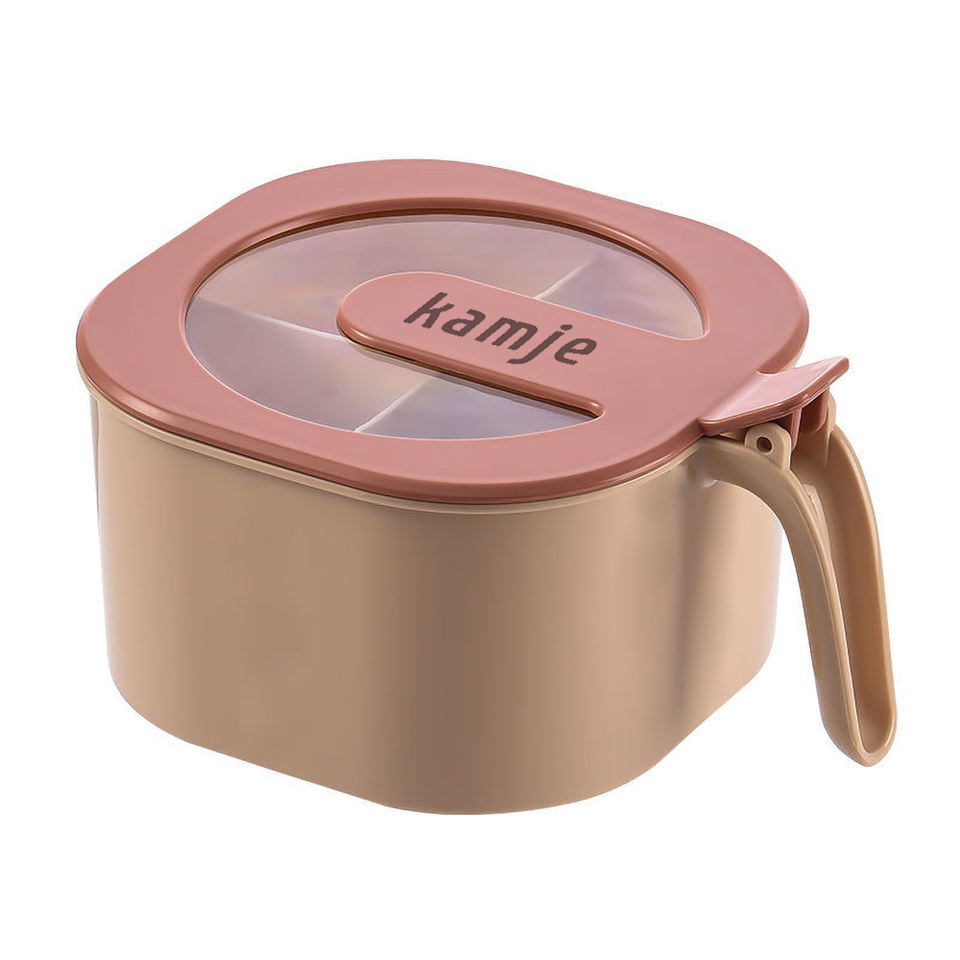 KAMJE Toples Wadah Tempat Bumbu Dapur 4 Sekat Free Sendok KMJ017