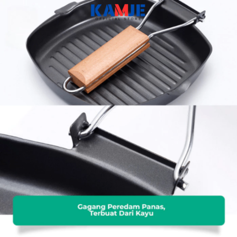 KAMJE Panci Wajan Teflon Panggangan Pemanggang BBQ Anti Lengket KMJ060