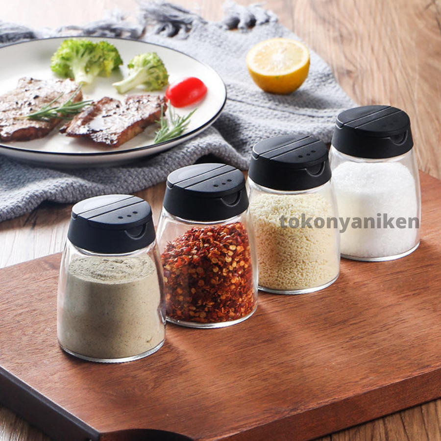 set tempat bumbu kaca spice jar tempat lada garam isi 4