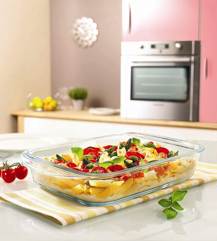 Loyang Kaca Wadah Piring Saji Makanan Casserole Oven Microwave Saf