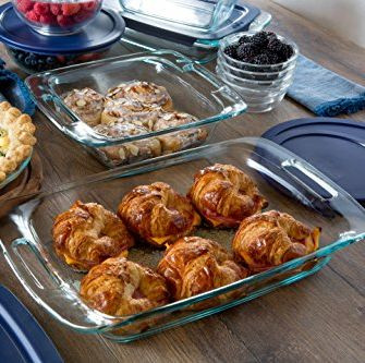 loyang kaca pyrex easy grab microwave safe dan oven safe wadah saji