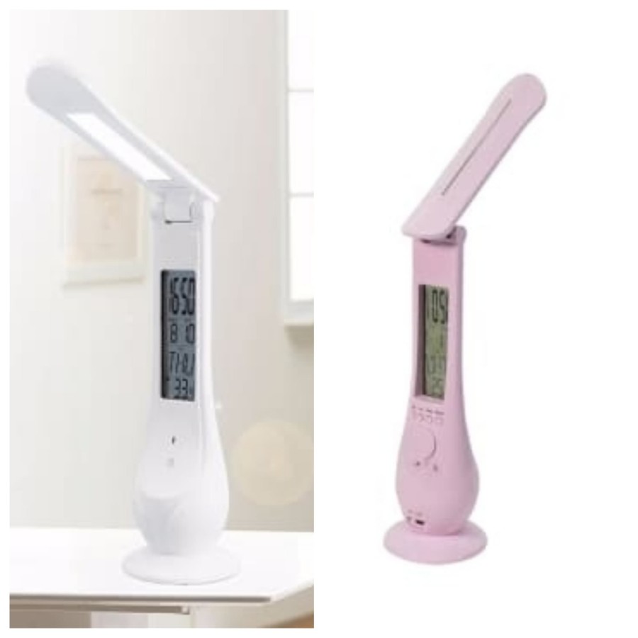 lampu meja /lampu belajar rechargeable dengan alarm jam kalender suhu