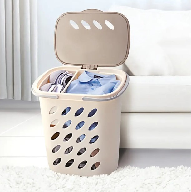 keranjang laundry plastik besar dengan sekat keranjang pakaian kotor