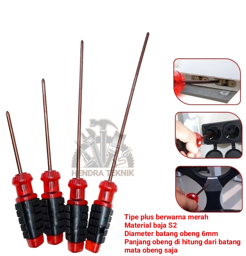 OBENG BAJA S2 Obeng gagang karet +/- 4" 5" 6" 8" 10" 12" plus / minus
