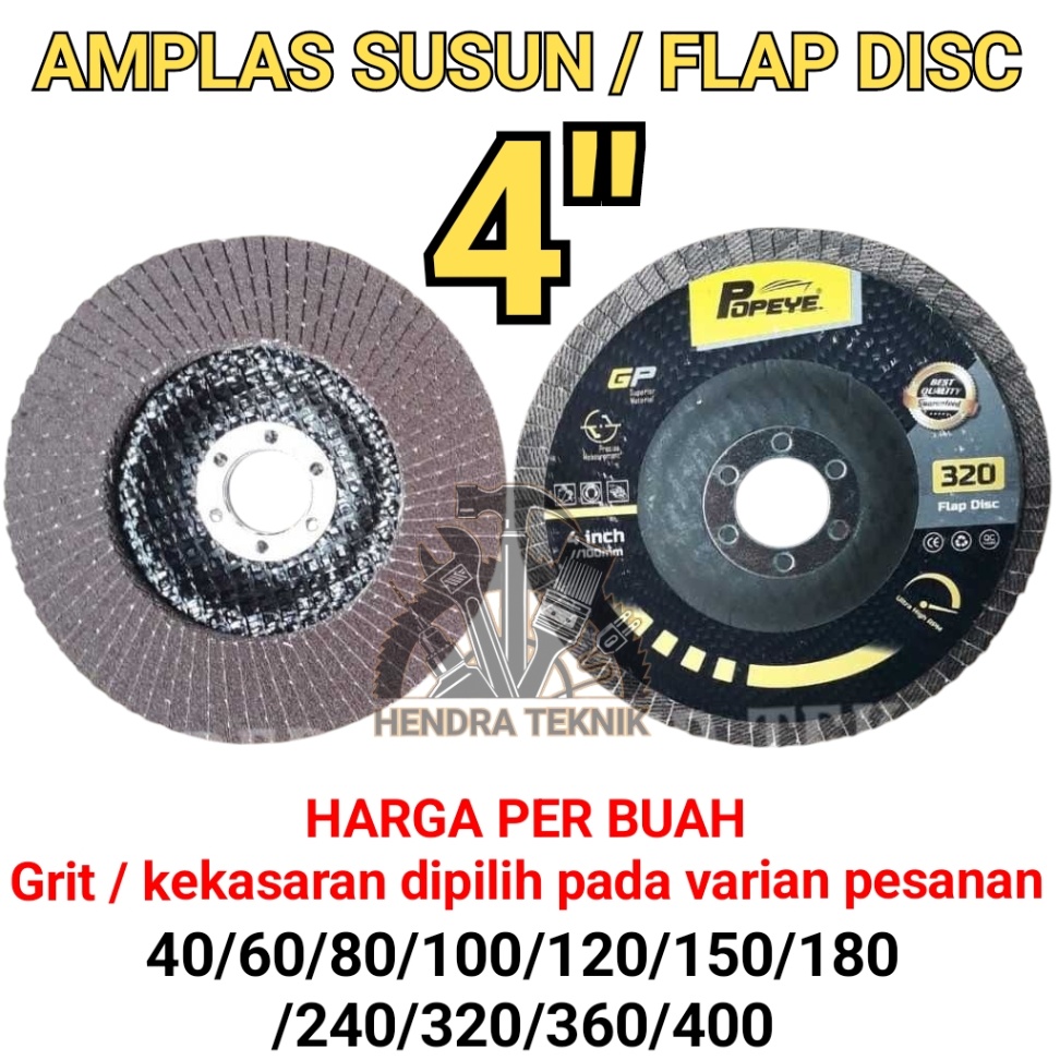 AMPLAS SUSUN 4"  FLAP DISC BESI 100MM REMPELAS TUMPUK FLAPDISC 10CM