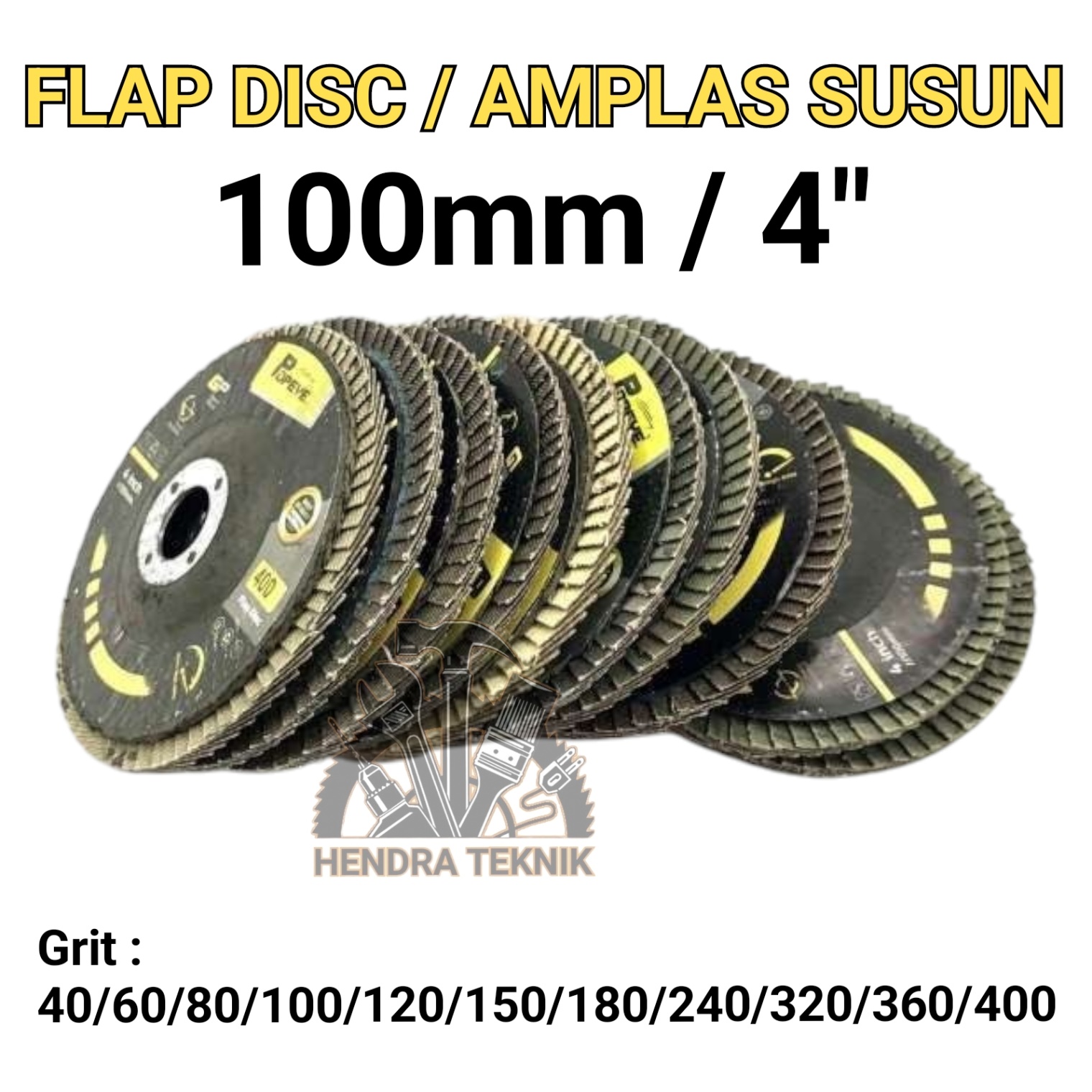 AMPLAS SUSUN 4"  FLAP DISC BESI 100MM REMPELAS TUMPUK FLAPDISC 10CM