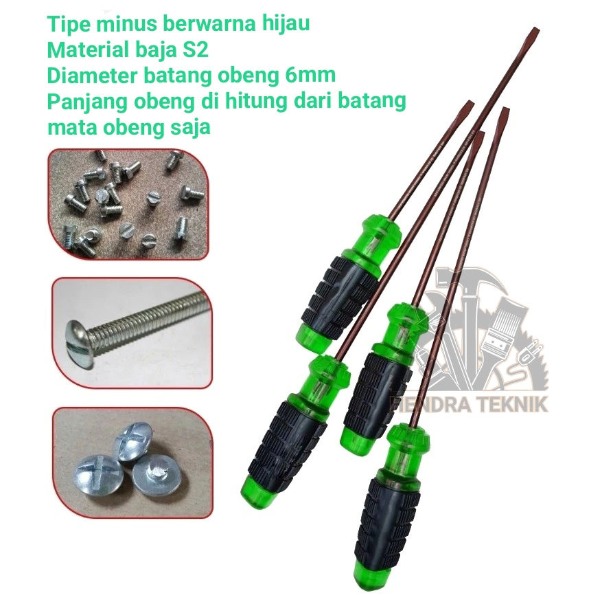 OBENG BAJA S2 Obeng gagang karet +/- 4" 5" 6" 8" 10" 12" plus / minus