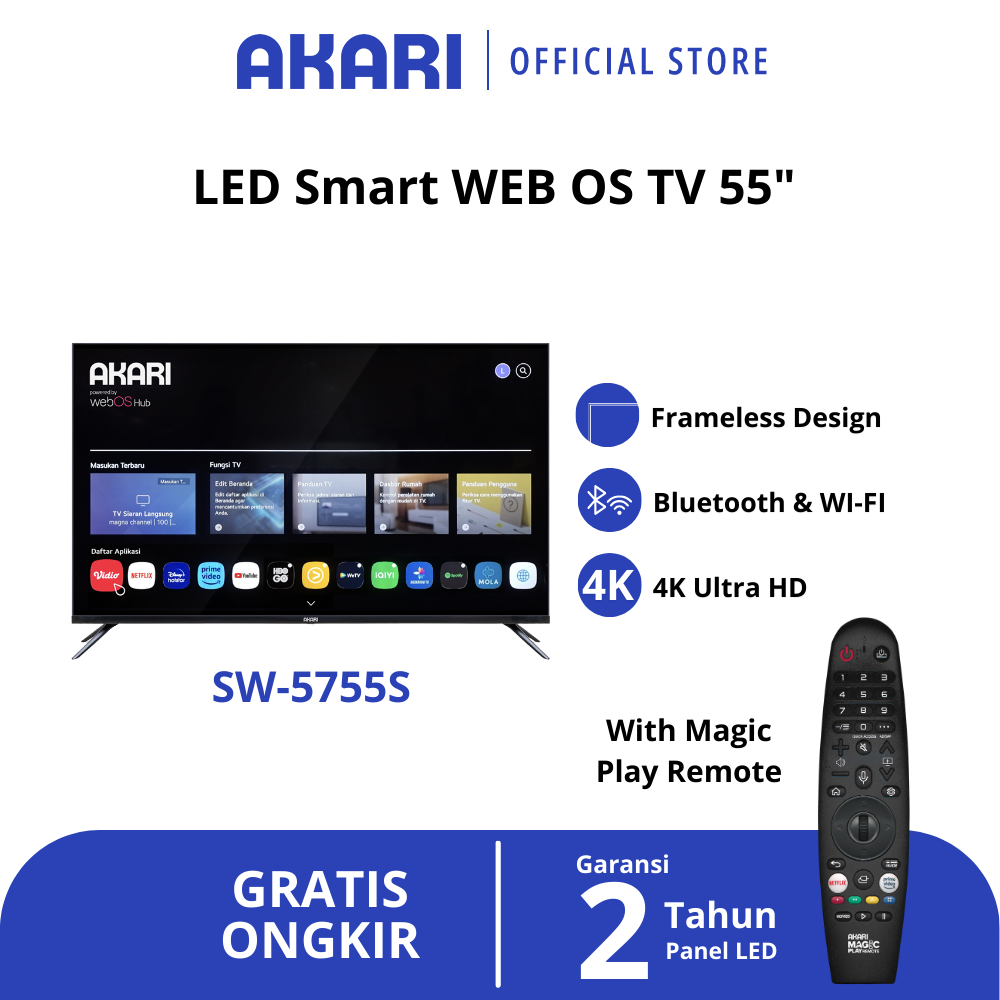 AKARI Smart TV 55 inch WEBOS UHD 4K Voice Comment SW-5755S