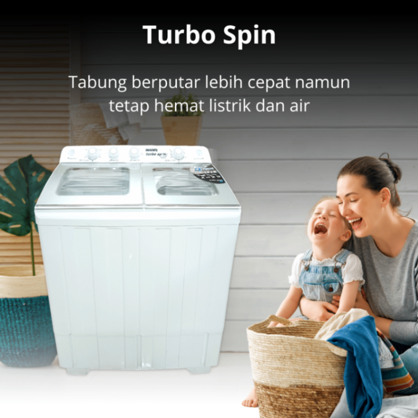 AKARI Mesin 2 Tabung Besar Kantong Cuci Hijab Turbo AWM-12TS