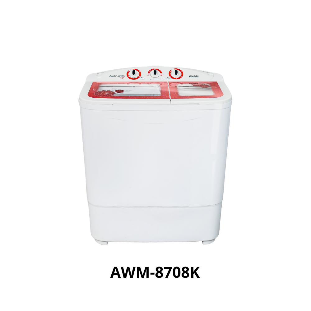 AKARI Mesin Cuci 2 Tabung Artistik Panel Kaca AWM-8708K TOSKA