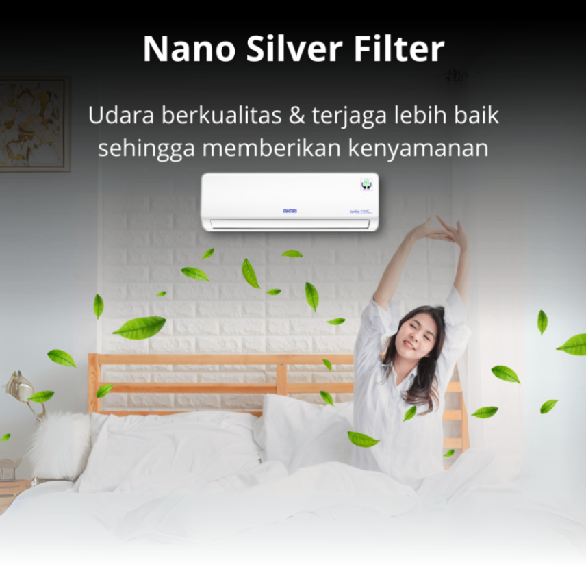 AKARI AC 2PK Nano Silver Turbo Cool A18E7LWI Low Watt Termurah