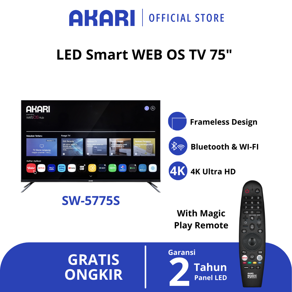AKARI Smart TV 75 inch WEBOS UHD 4K Voice Comment SW-5775S