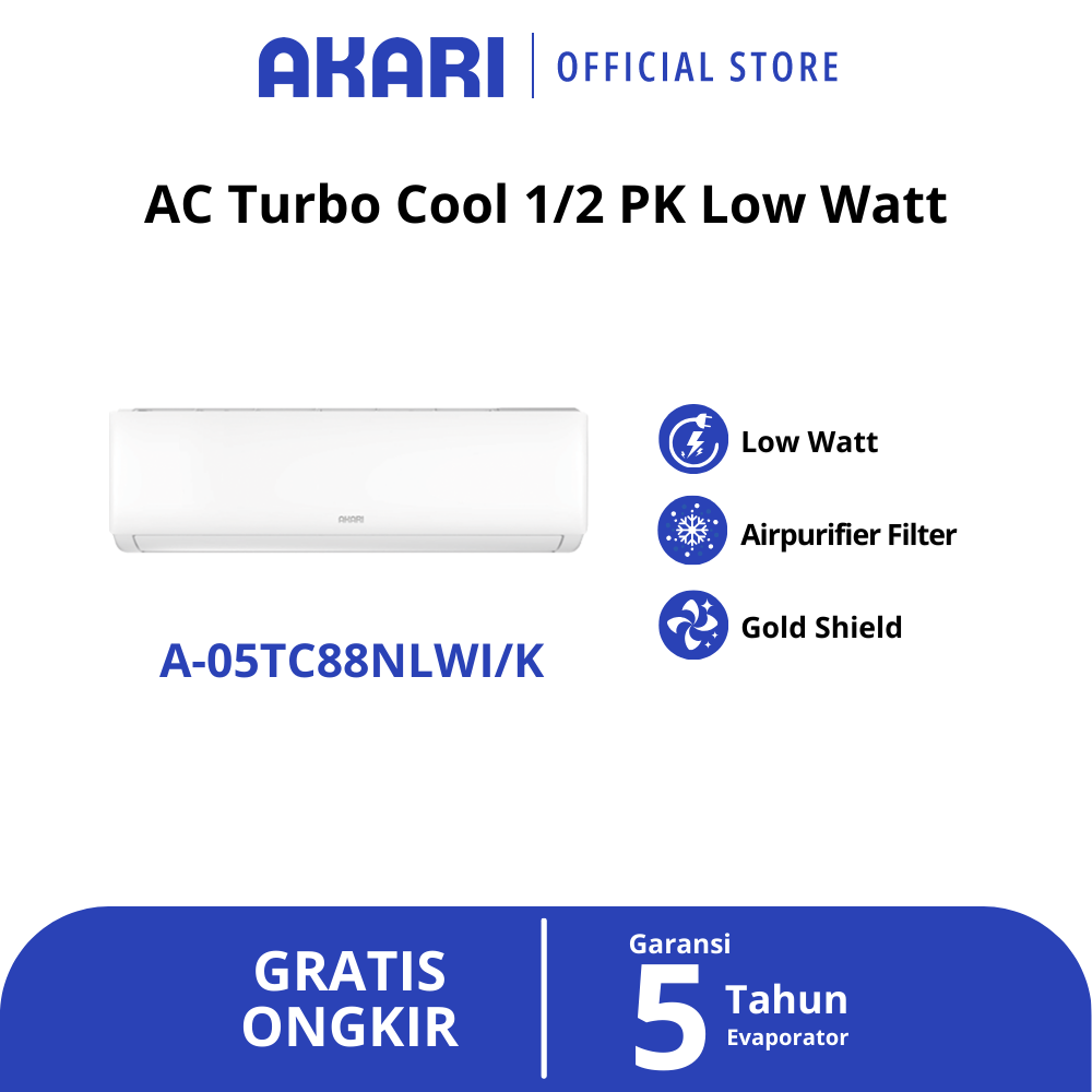 AKARI AC 1/2PK Turbo Cool Airpurifier A-05TC88NLWI/K Low Watt