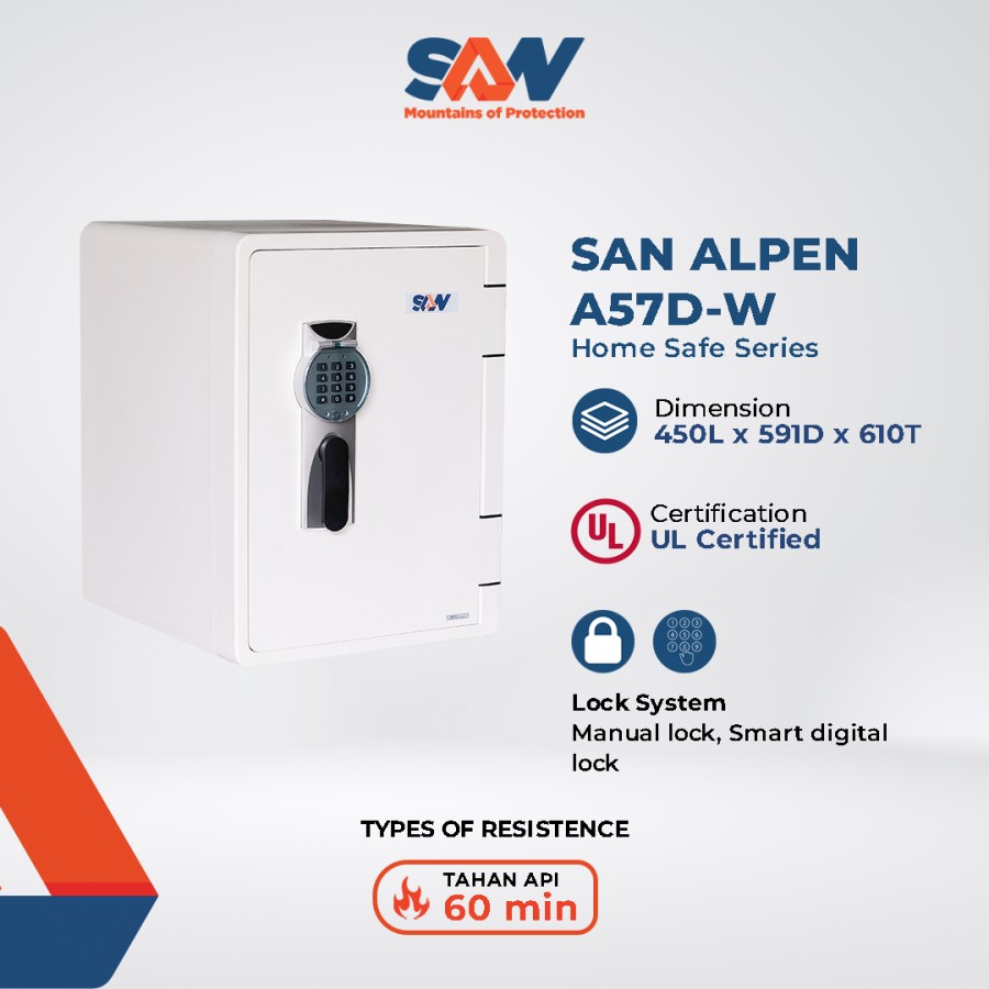BRANKAS MEWAH BRANKAS DIGITAL TAHAN API FIRE RESISTANT SAN ALPEN A57D