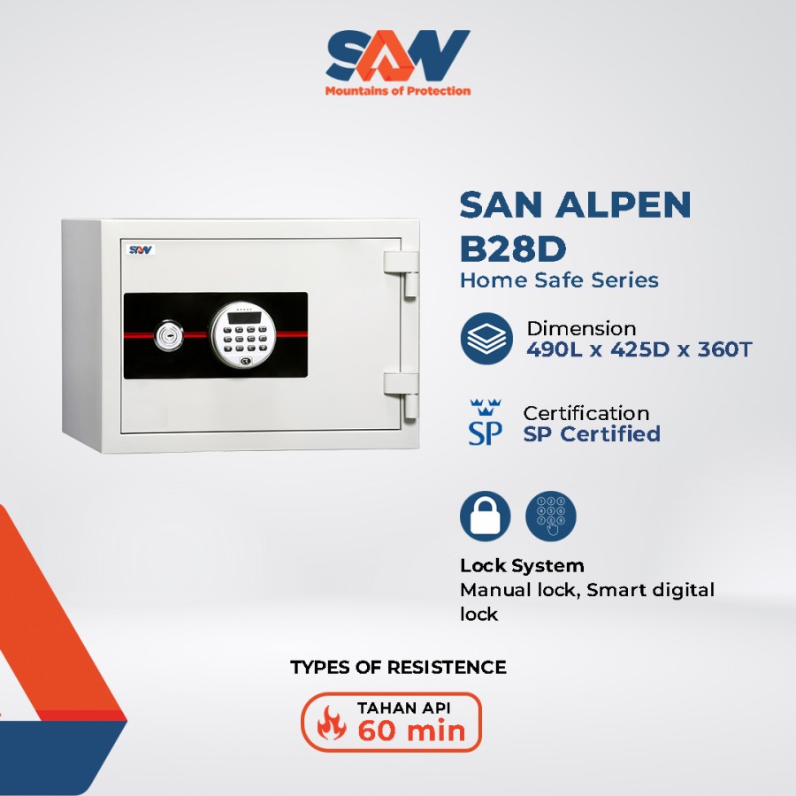 BRANKAS MEWAH BRANKAS DIGITAL TAHAN API FIRE RESISTANT SAN ALPEN B28D