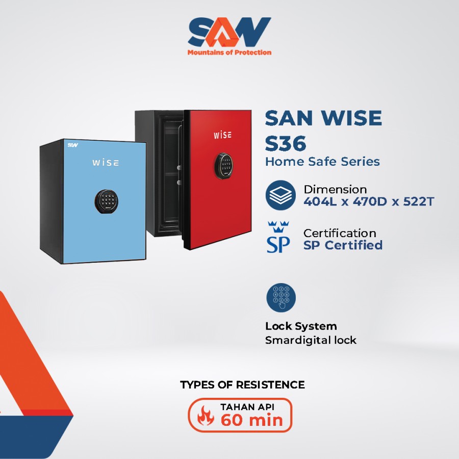 BRANKAS MEWAH BRANKAS DIGITAL TAHAN API FIRE RESISTANT SAN WISE S36