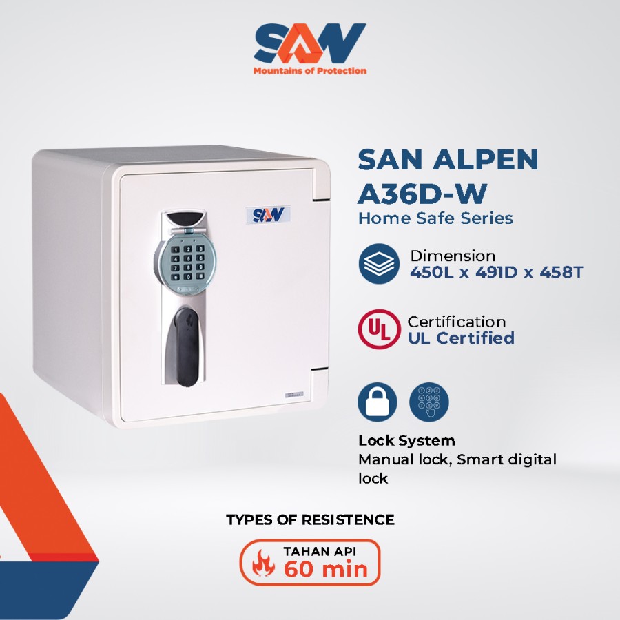 BRANKAS MEWAH BRANKAS DIGITAL TAHAN API FIRE RESISTANT SAN ALPEN A36D