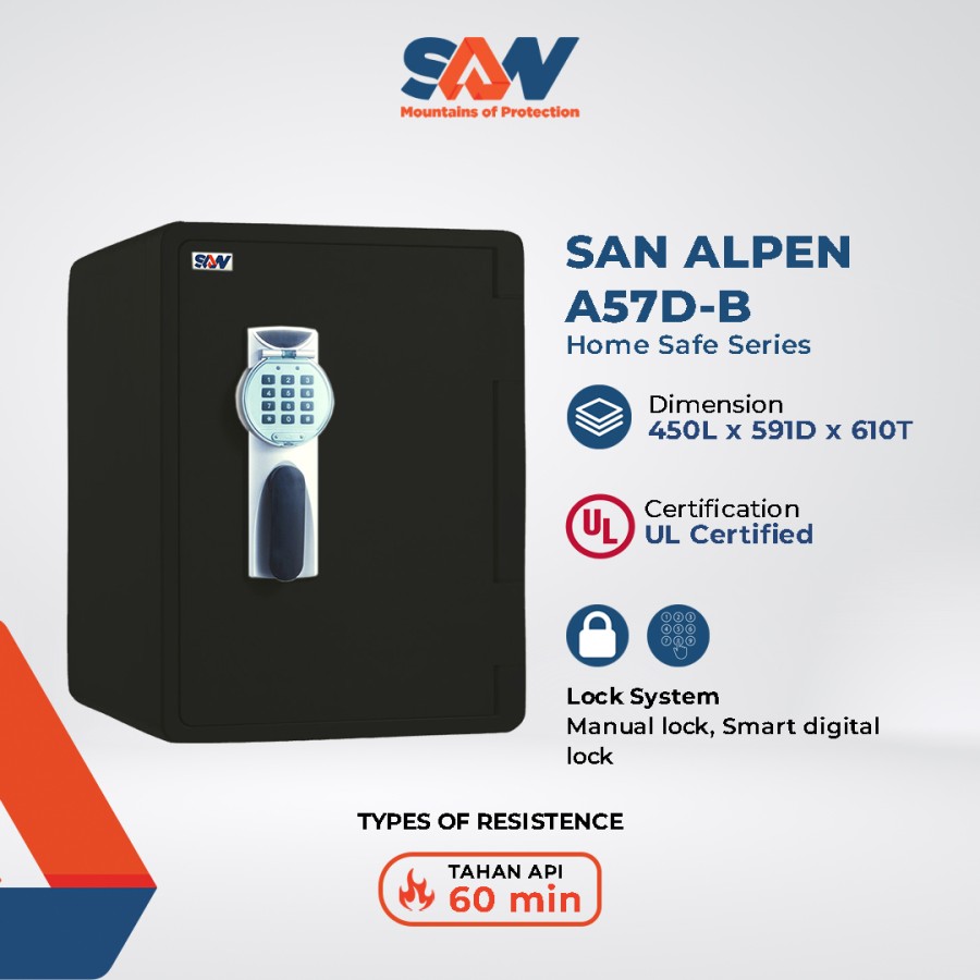 BRANKAS MEWAH BRANKAS DIGITAL TAHAN API FIRE RESISTANT SAN ALPEN A57D
