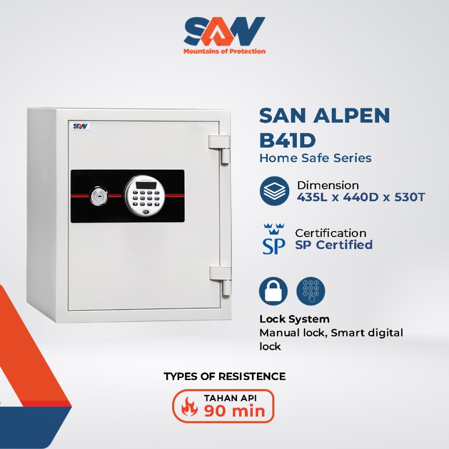 BRANKAS MEWAH BRANKAS DIGITAL TAHAN API FIRE RESISTANT SAN ALPEN B41D