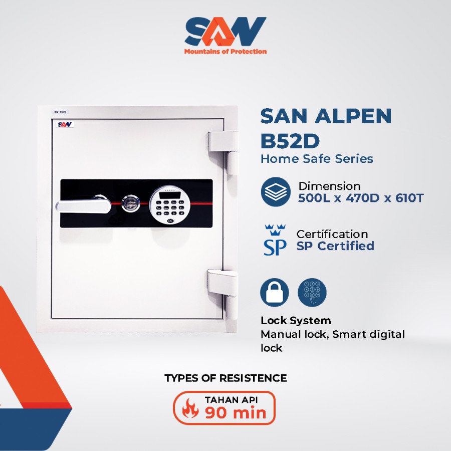 BRANKAS MEWAH BRANKAS DIGITAL TAHAN API FIRE RESISTANT SAN ALPEN B52D