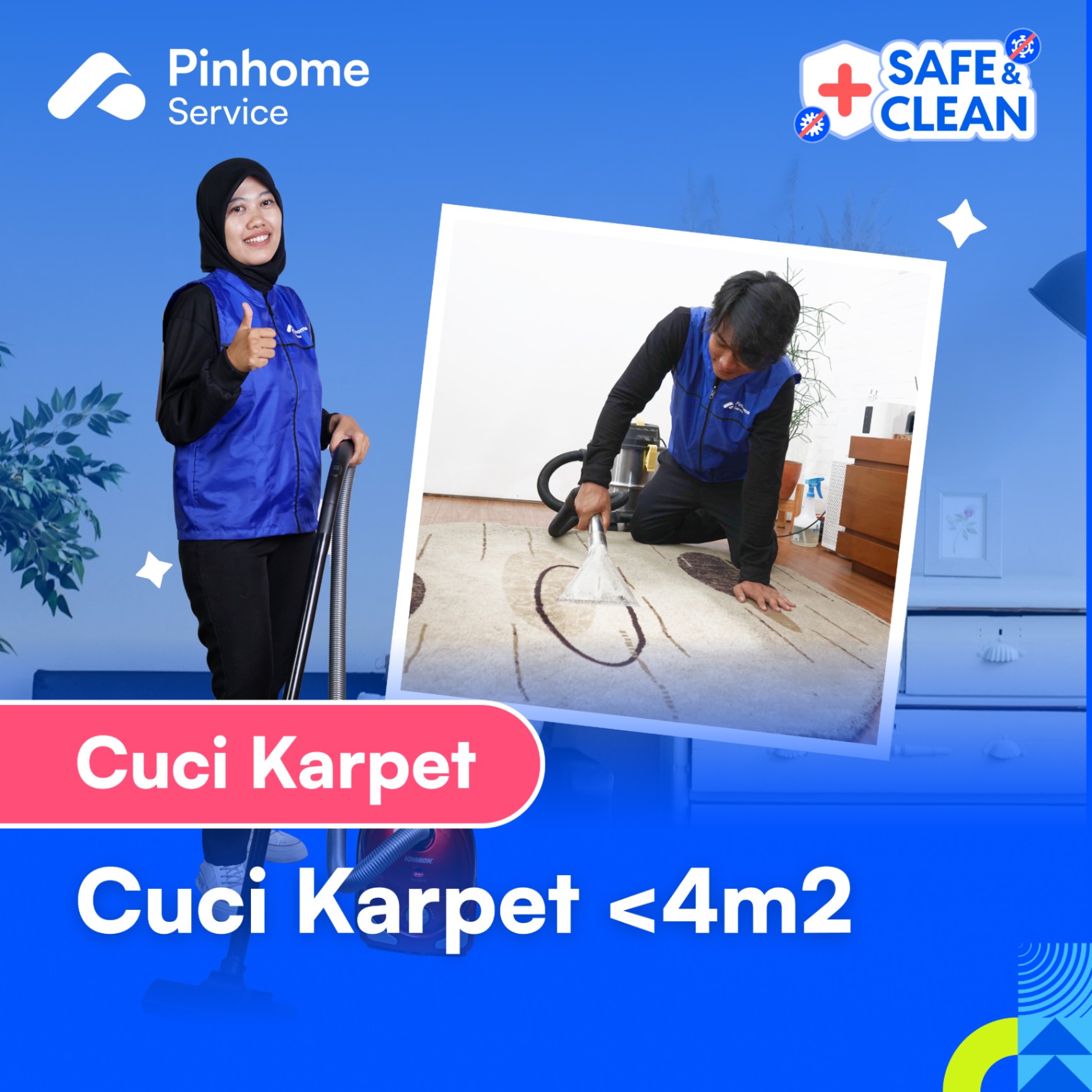 Voucher Pinhome Service - Cuci Karpet Ukuran <4m2